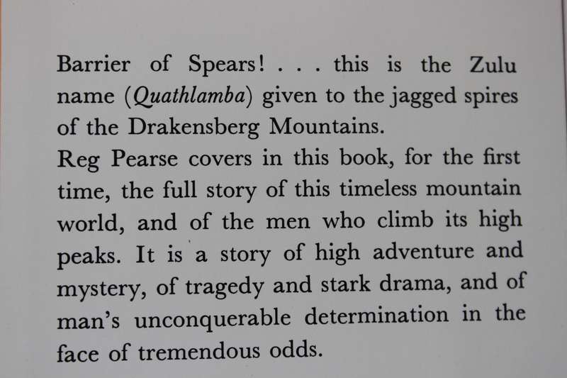BARRIER OF SPEARS. Drama of the Drakensberg. R.O. Pearse.