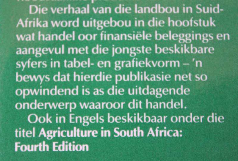 LANDBOU IN SUID-AFRIKA. Vierde uitgawe 1989.