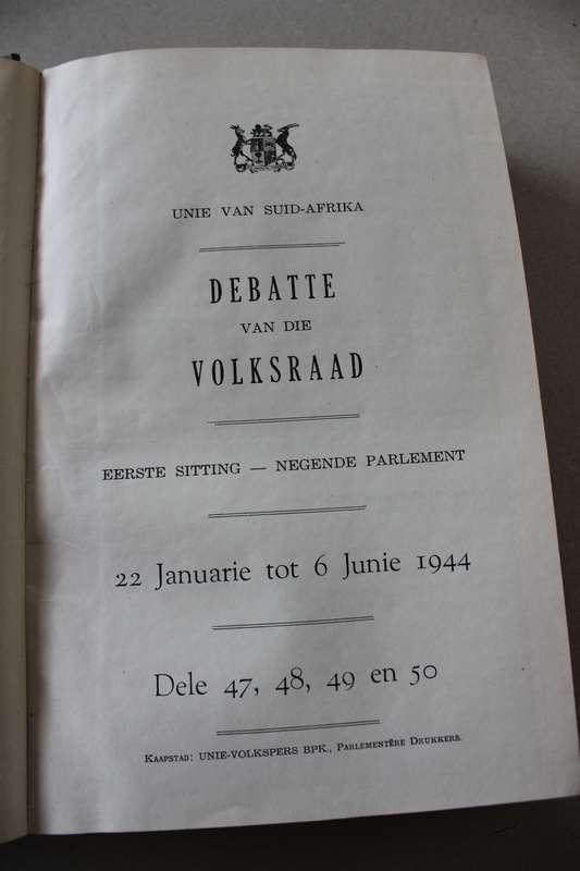 UNIE VAN SUID-AFRIKA. Volksraad-Debatte. Deel 49. (17 April tot 13 Mei 1944)