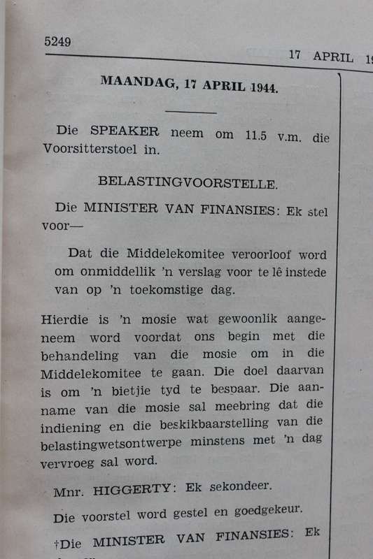 UNIE VAN SUID-AFRIKA. Volksraad-Debatte. Deel 49. (17 April tot 13 Mei 1944)