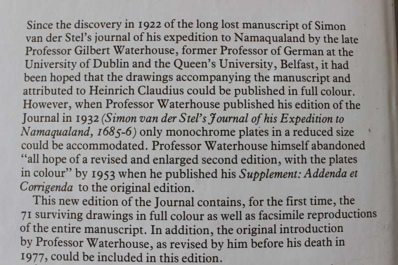 SIMON VAN DER STEL'S JOURNEY TO NAMAQUALAND in 1685. Transcription G.C. de Wet.