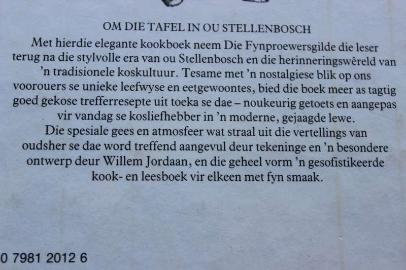 OM DIE TAFEL IN OU STELLENBOSCH. (Die Fynproewersgilde Stellenbosch) deur Magda Pretorius