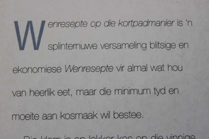 HUISGENOOT WENRESEPTE OP DIE KORTPADMANIER  deur Carmen Niehaus