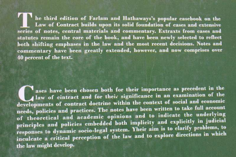 FARLAM & HATHAWAY - CONTRACT CASES, MATERIALS AND COMMENTARY  by Gerhard Lubbe and Christina Murray