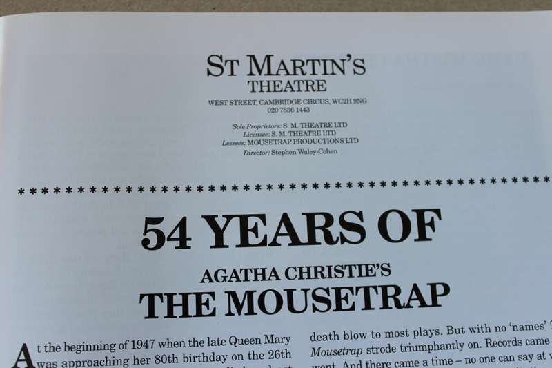 THE MOUSETRAP  Agatha Christie's Souvenir Book
