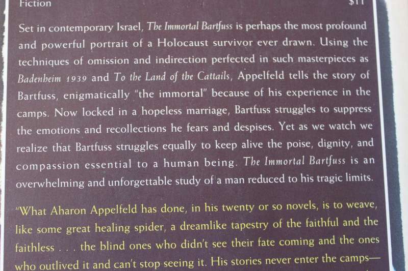 THE IMMORTAL BARTFUSS  by Aharon Appelfeld