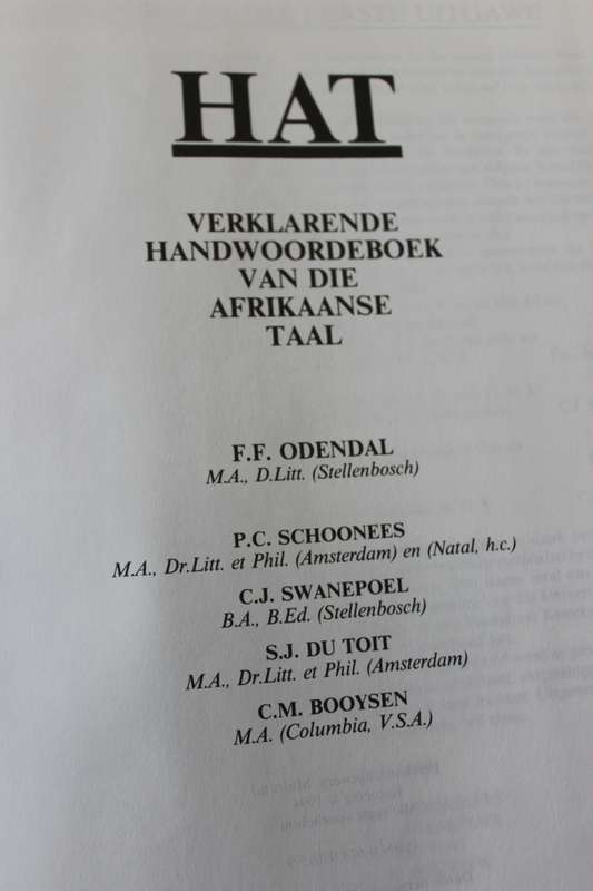 HAT  VERKLARENDE HANDWOORDEBOEK VAN DIE AFRIKAANSE TAAL  PERSKOR