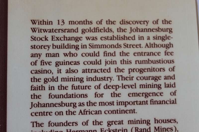 TAKING STOCK - JOHANNESBURAG STOCK EXCHANGE The first 100 years  by Margot Bryant