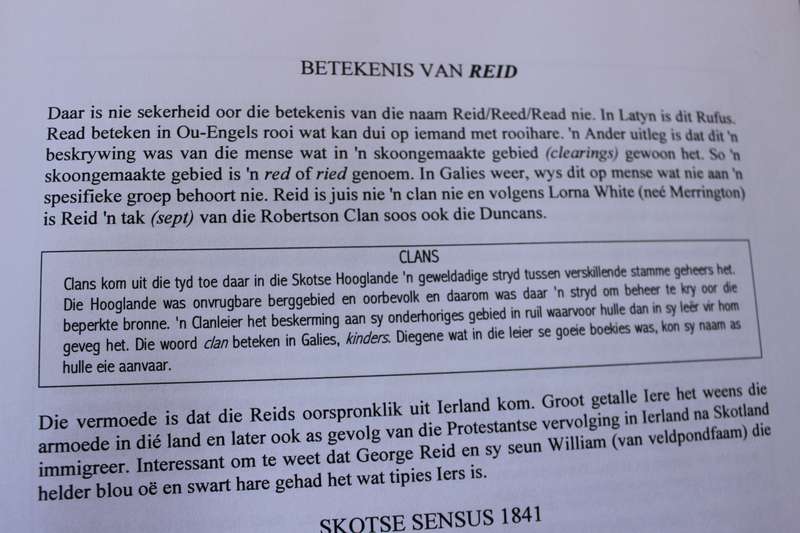 REID FAMILIE-GESKIEDENIS 250 JAAR  deur Rentia Landman (Nee Reid)