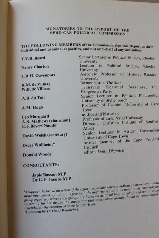 SOUTH AFRICA'S POLITICAL ALTERNATIVES  by Peter Randall  SPRO-CAS Publications Number 10