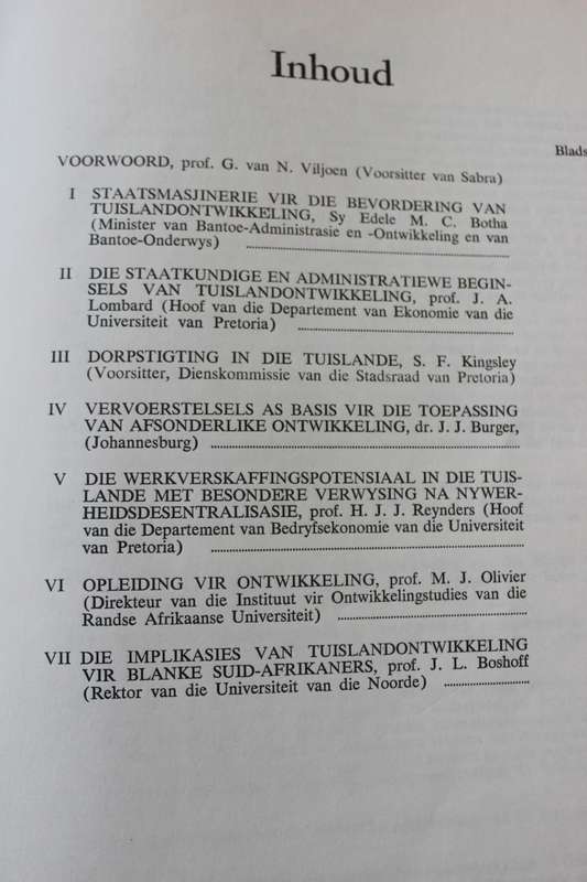 TUISLANDONTWIKKELING - 'N POGRAM VIR DIE sEWENTIGERJARE  SABRA NO. 6