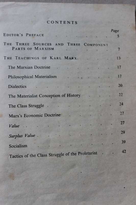 THE TEACHINGS OF KARL MARX  by V. I. Lenin (Little Lenin Library Volume One)