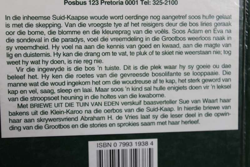 BRIEWE UIT DIE TUIN VAN EDEN  deur Sue van Waart Eerste druk 1993)