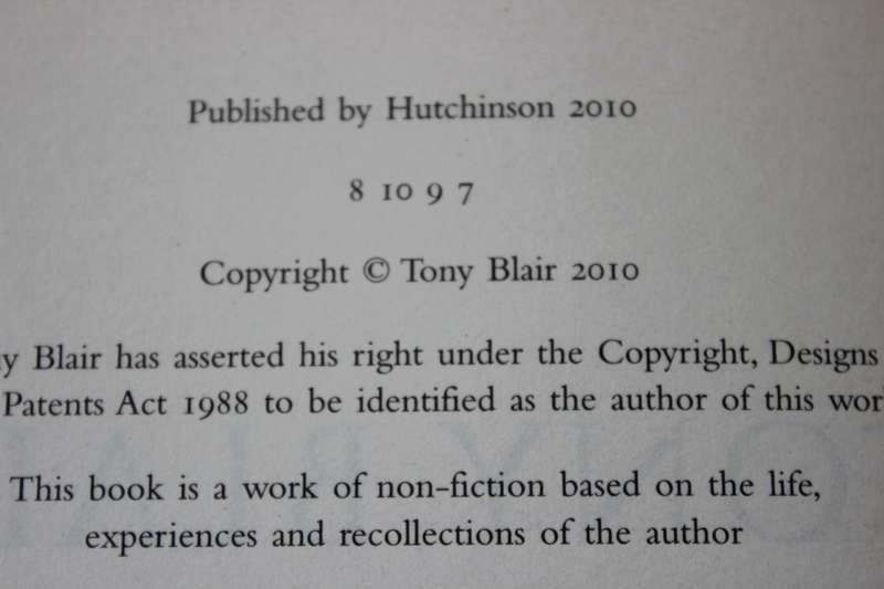 TONY BLAIR  A Journey  (Autobiography)