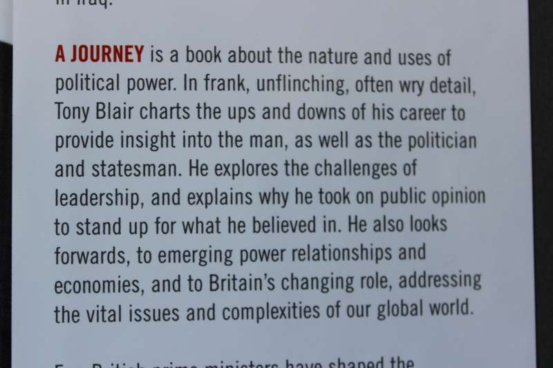 TONY BLAIR  A Journey  (Autobiography)