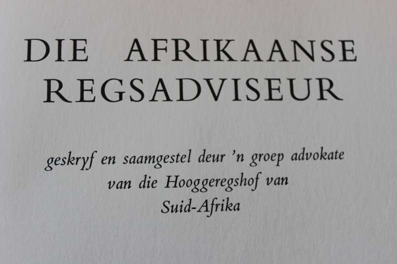 DIE AFRIKAANSE REGSADVISEUR  BOEKDEEL 1  Purnell Publications 1959