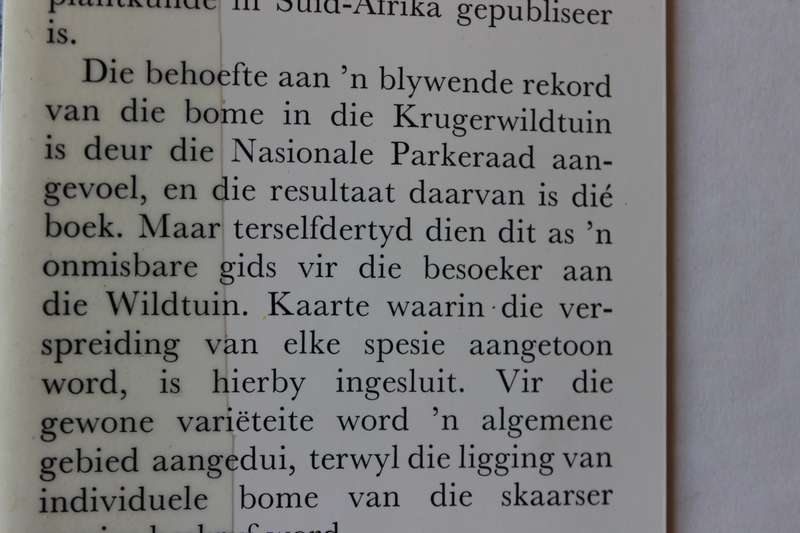 BOME VAN DIE NASIONALE KRUGERWILDTUIN  2 DELE  deur P. van Wyk