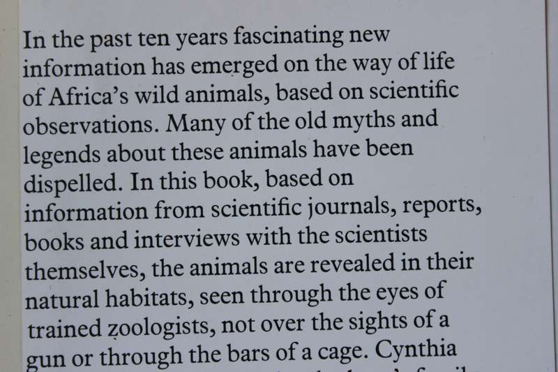 PORTRAITS IN THE WILD  Animal Behaviour in Eaast Africa  by Cynthia Moss