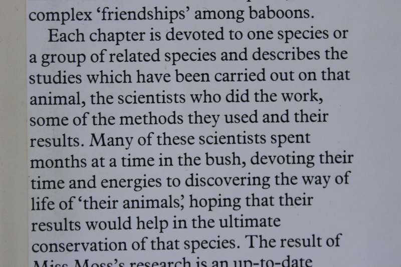 PORTRAITS IN THE WILD  Animal Behaviour in Eaast Africa  by Cynthia Moss