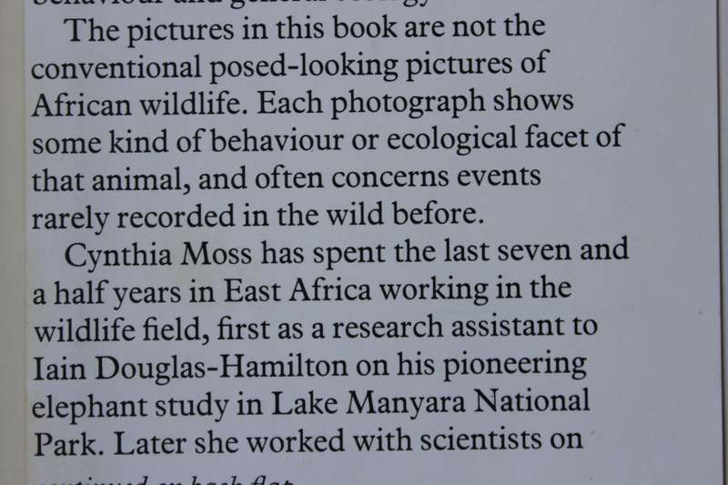 PORTRAITS IN THE WILD  Animal Behaviour in Eaast Africa  by Cynthia Moss