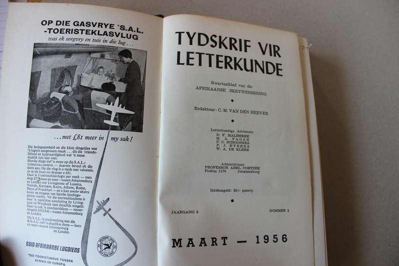TYDSKRIF IR LETTERKUNDE JAARGANG 6 - 1956  Kwartaalblad van die Afrikaanse Skryweringskring