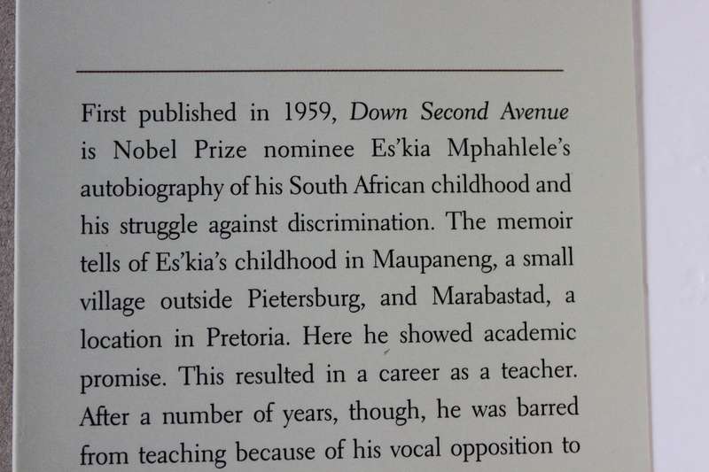 DOWN 2ND AVENUE  by Es'kia Mphahlele