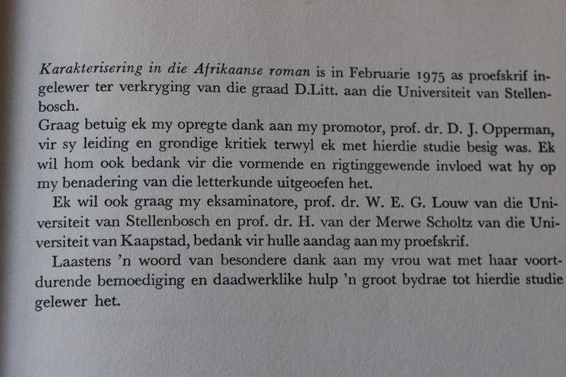 KARAKTERISERING IN DIE AFRIKAANSE ROMAN  deur J. P. Smuts