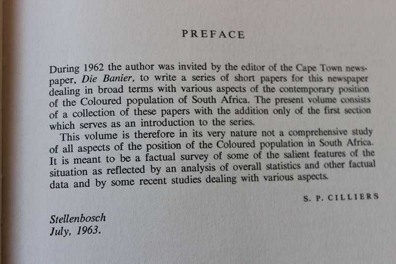 THE COLOOURED OF SOUTH AFRICA  A factual Survey  by S. P. Cilliers