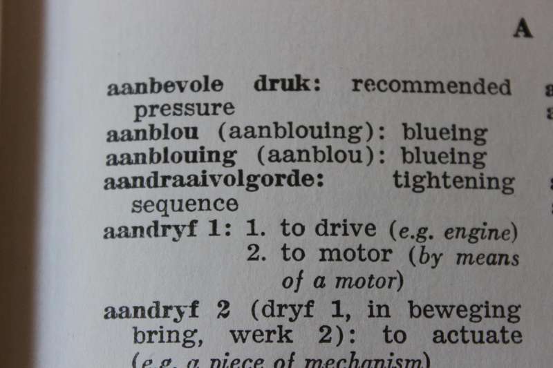 SUID-AFRIKAANSE SPOORWEE MOTORTERME / SOUTH AFRICAN RAILWAYS MOTOR TERMS