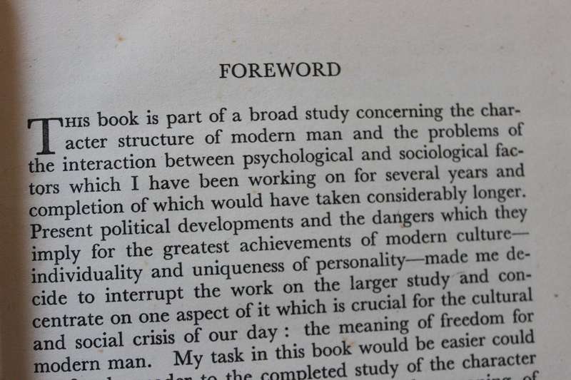 THE FEAR OF FREEDOM  by Erich Fromm