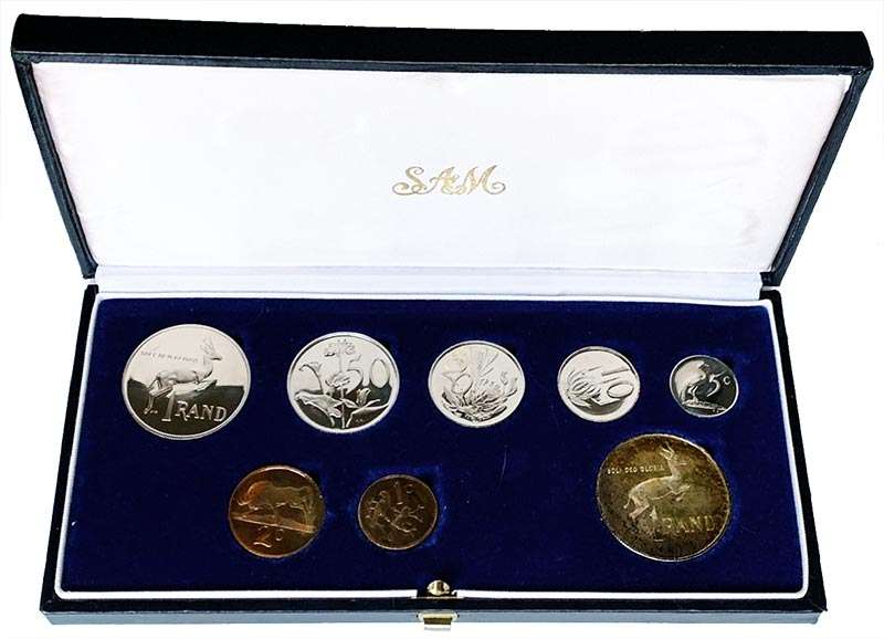 1984 South Africa Short Proof Set in Original SA Mint Box Double One Rand