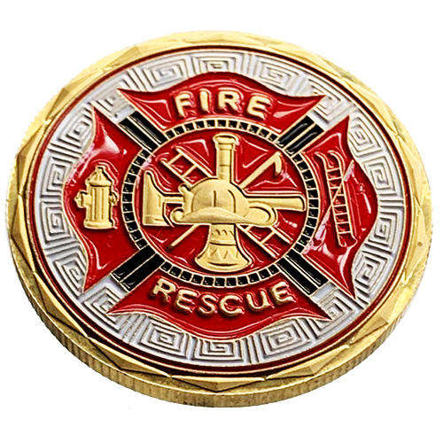 Fire Rescue 40mm 1oz gold plated medallion in plastic capsule