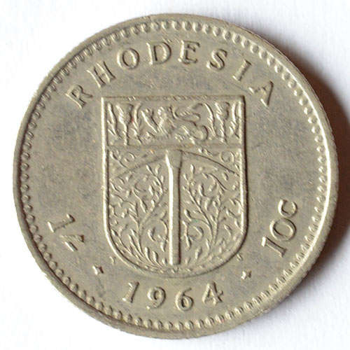 1964 Rhodesia 10c One shilling Elizabeth II 2nd portrait