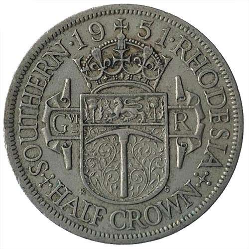 1951 Southern Rhodesia half crown