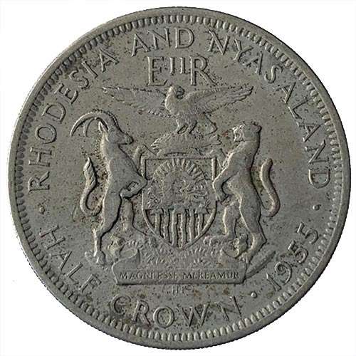 1955 Rhodesia and Nyasaland half crown