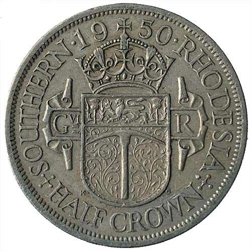 1950 Southern Rhodesia half crown