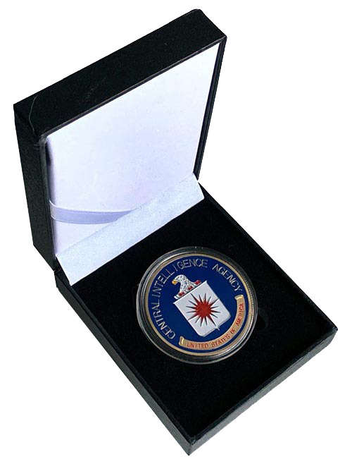 CIA gold plated medallion in black velvet presentation box