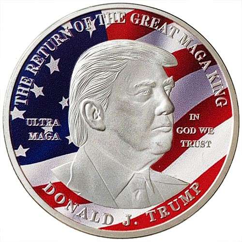 Donald Trump Return of the MAGA King silver plated medallion in plastic capsule