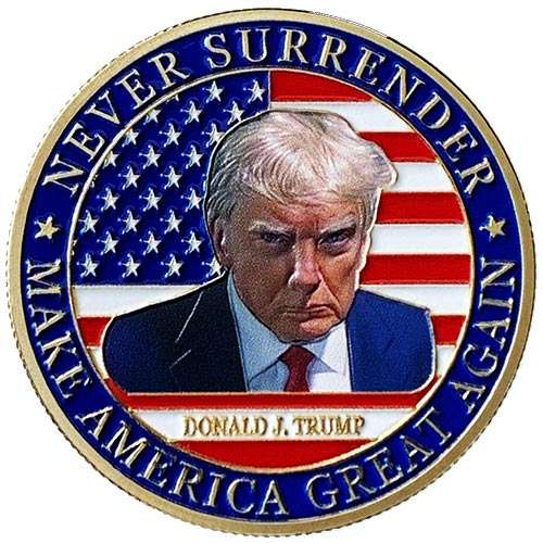 Donald Trump Never Surrender Keep America Great  40mm 1oz medallion in plastic capsule