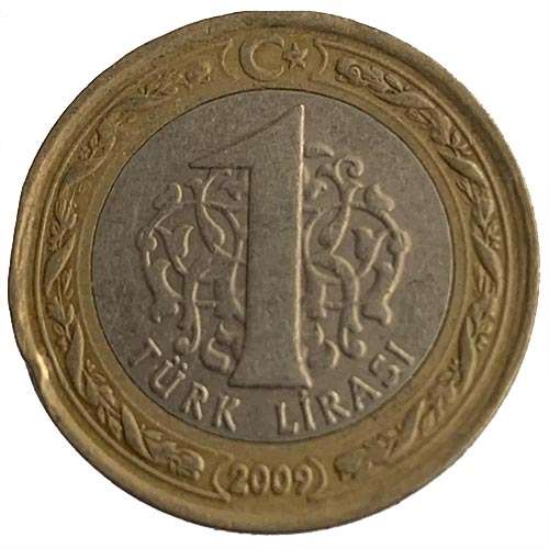 2009 Turkey 1 New Lira heavy type - first year of release