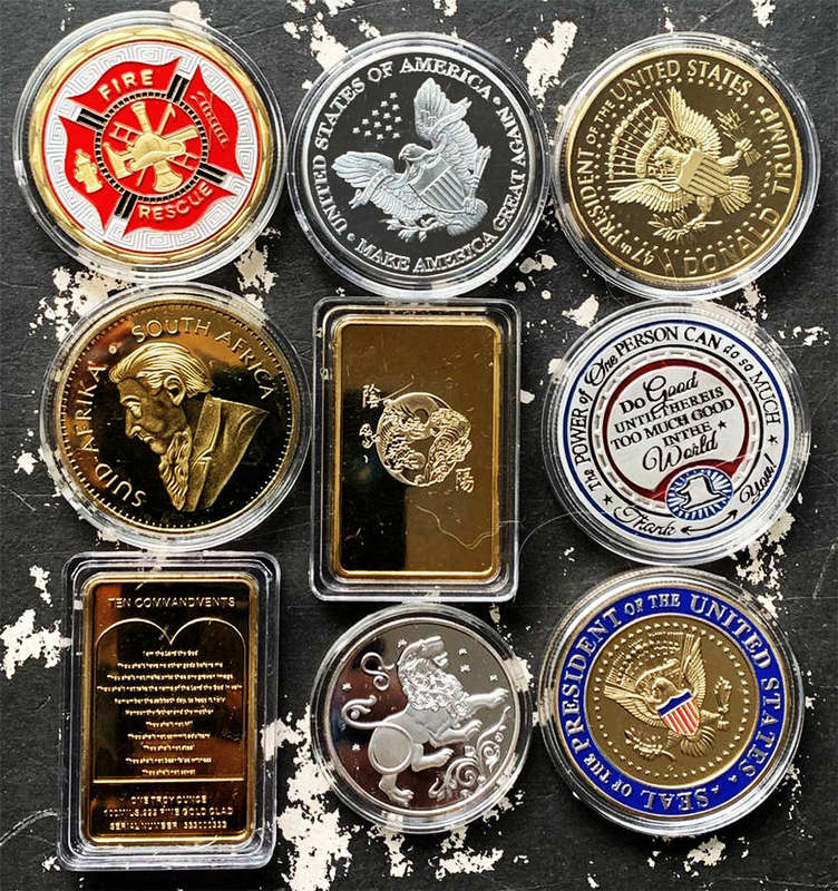 Collection of 9 plated Medallions