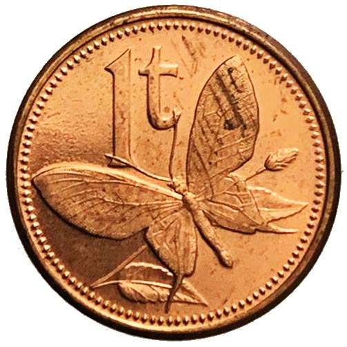 2004 Papua New Guinea 1 Toea - Elizabeth II Birdwing Butterfly Uncirculated