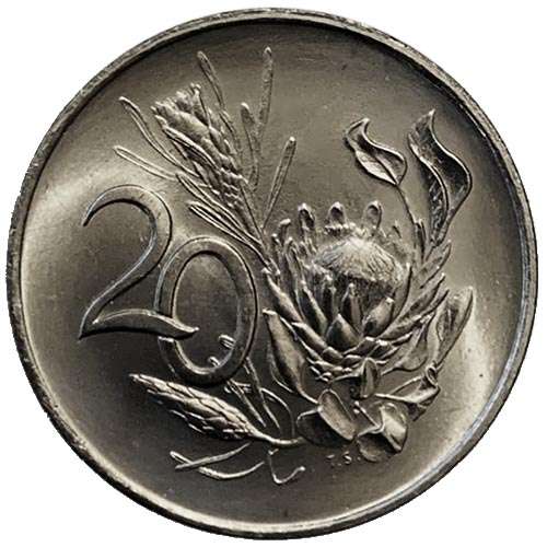 1969 South Africa Afrikaans UNCIRCULATED 20c