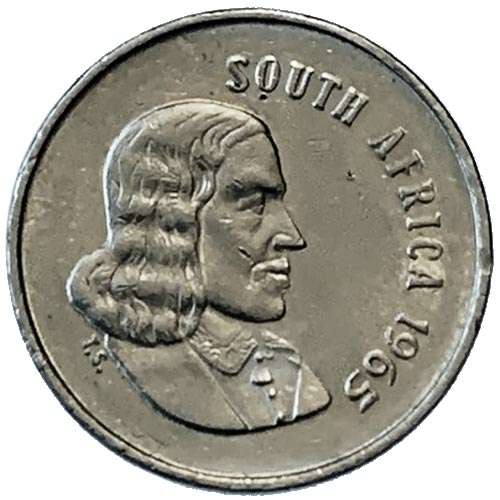 1965 South Africa 5c nickel English Fine