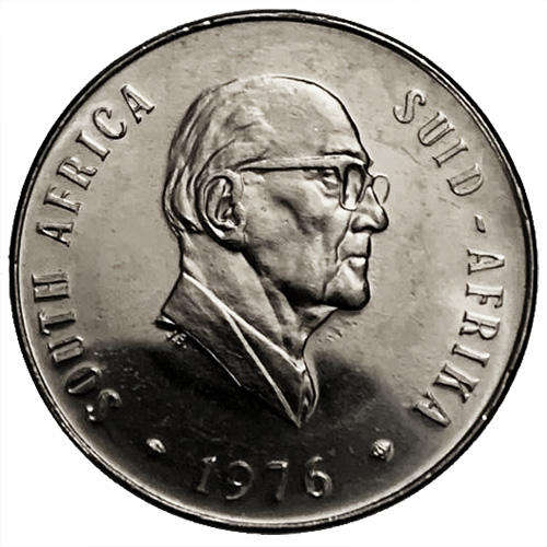 1976 South Africa Jacobus Johannes Fouche 50c UNCIRCULATED nickel
