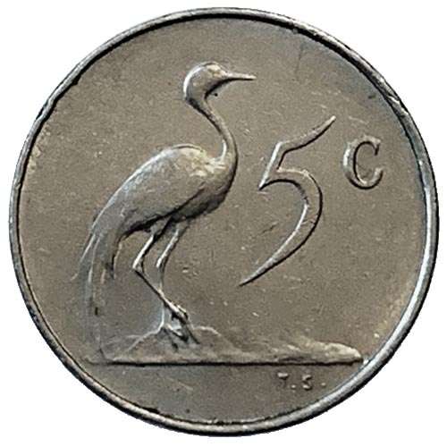 1965 South Africa 5c nickel English Fine