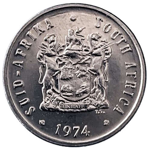 1974 South Africa 5c uncirculated nickel