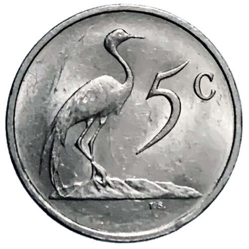 1988 South Africa 5c nickel Very Fine