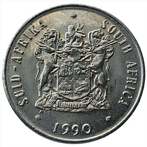 1990 South Africa 20c pure nickel Extra Fine