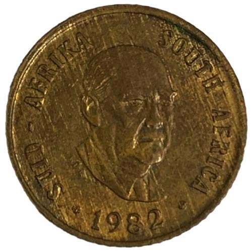 1982 South Africa 1c off center error on reverse